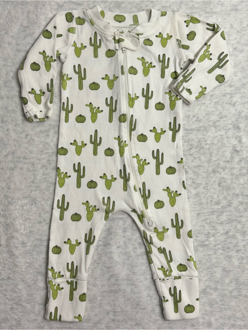 +Monica + Andy Cactus Desert Zip Sleeper 3-6M Baby Organic Cotton White Neutral